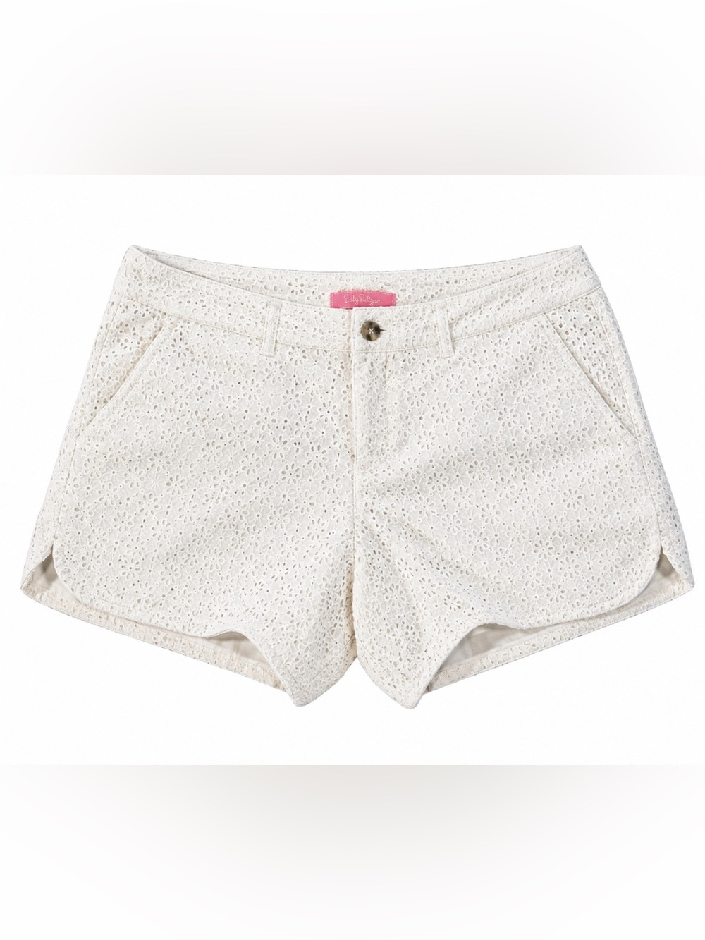 NWT LILLY PULITZER WHITE FLORAL DESIGN EYELET SHORTS